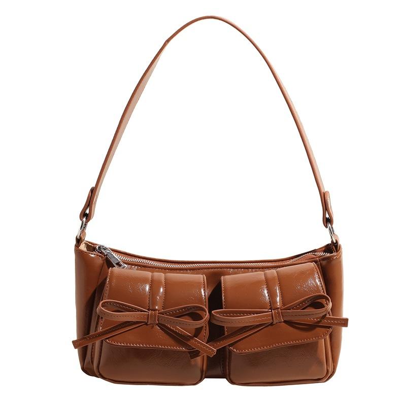 Winter Maillard retro ballet style bow multi-pocket underarm bag personalized versatile single shoulder messenger women's bag