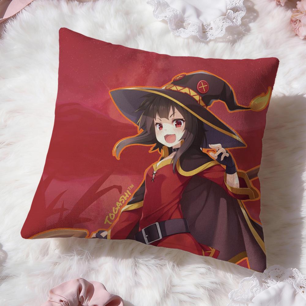Cute M-Megumin Cushion Cover Premium Comfort Reversible Pillow Cove -Two in One Design for Any Room & Car Interior