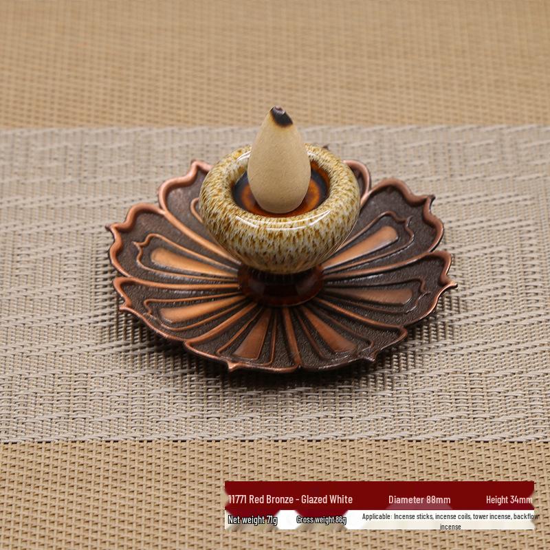 Ceramic Lotus Backflow Incense Burner & Stick Holder Ornament