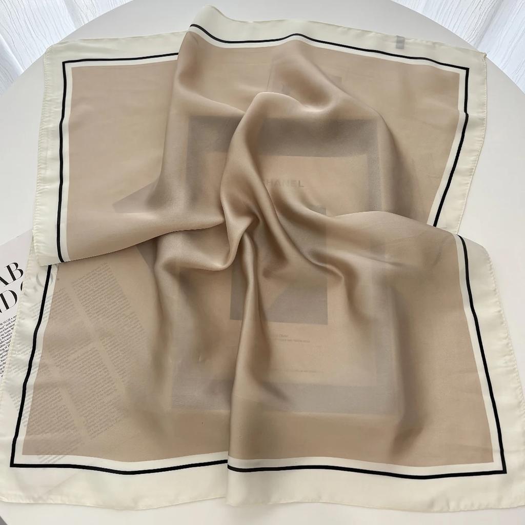 Luxury Floral Print Shawl Square Scarf for Women Soft Satin Wraps Neckerchief Female Hair Bands Ribbon Headband Bandana