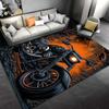 "Motorcycle Design Rug with Fiery Orange Background for Home Decor" Suitable for use as an anti-slip for living room bedroom sofas