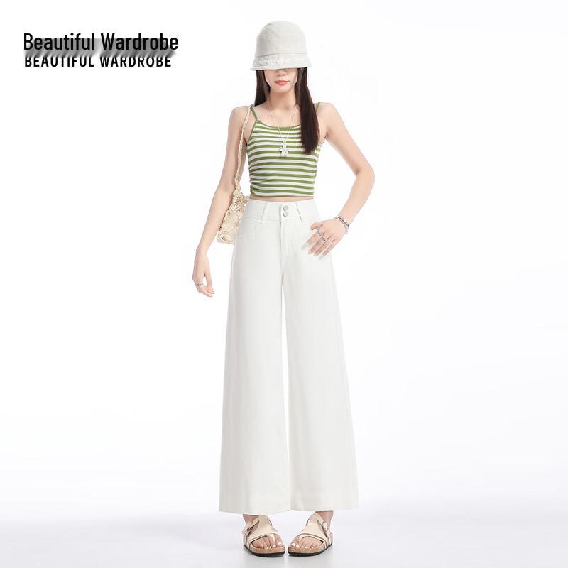 Beautiful Wardrobe Women s Tencel Wide-Leg Cropped Jeans 2XL белый