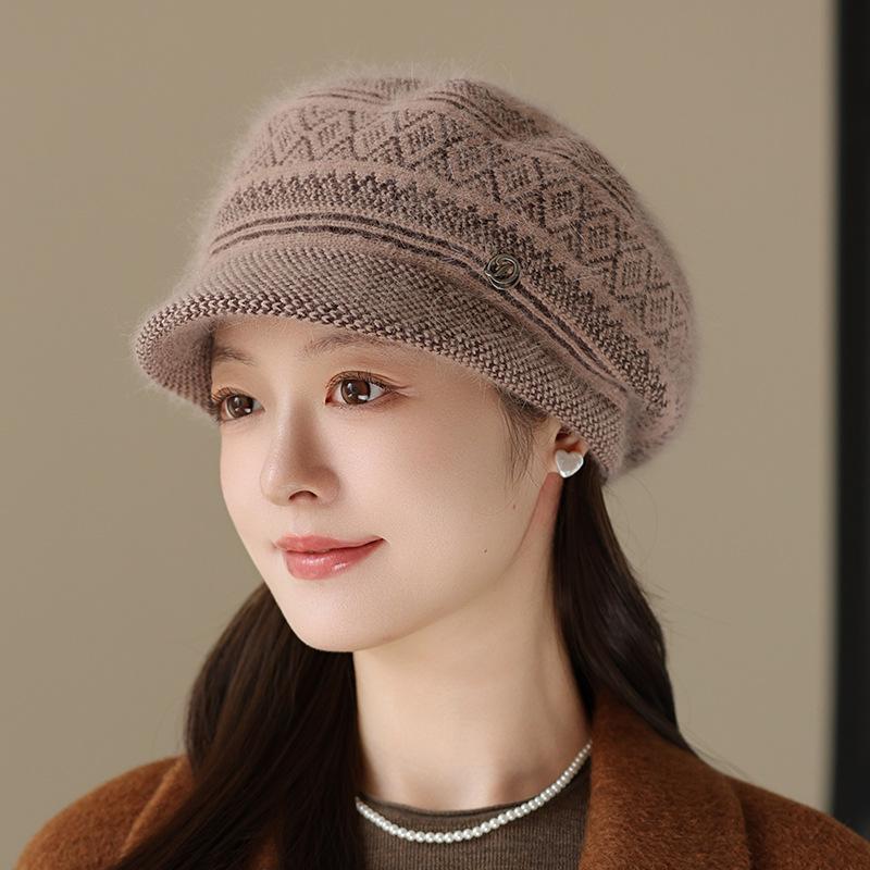 Hat Women Winter In The Elderly Autumn and Winter Warm Rabbit Hair Beret Fashion Cold Knitted Hat