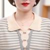2025 Frühling/Herbst Modischer gestreifter Strickpullover für Frauen mittleren Alters und ältere Frauen mit Reverskragen