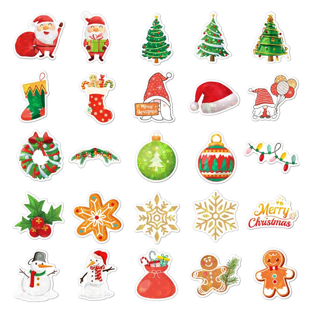 50 Pcs Christmas Stickers, Festival Gifts, Decoration, Small Patterns, Handbooks, Stationery Boxes, Stickers