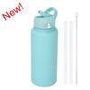 1L Stainless Steel Vacuum Insulated Water Bottle With Handle Straw Lid Outdoor Sports Travel
