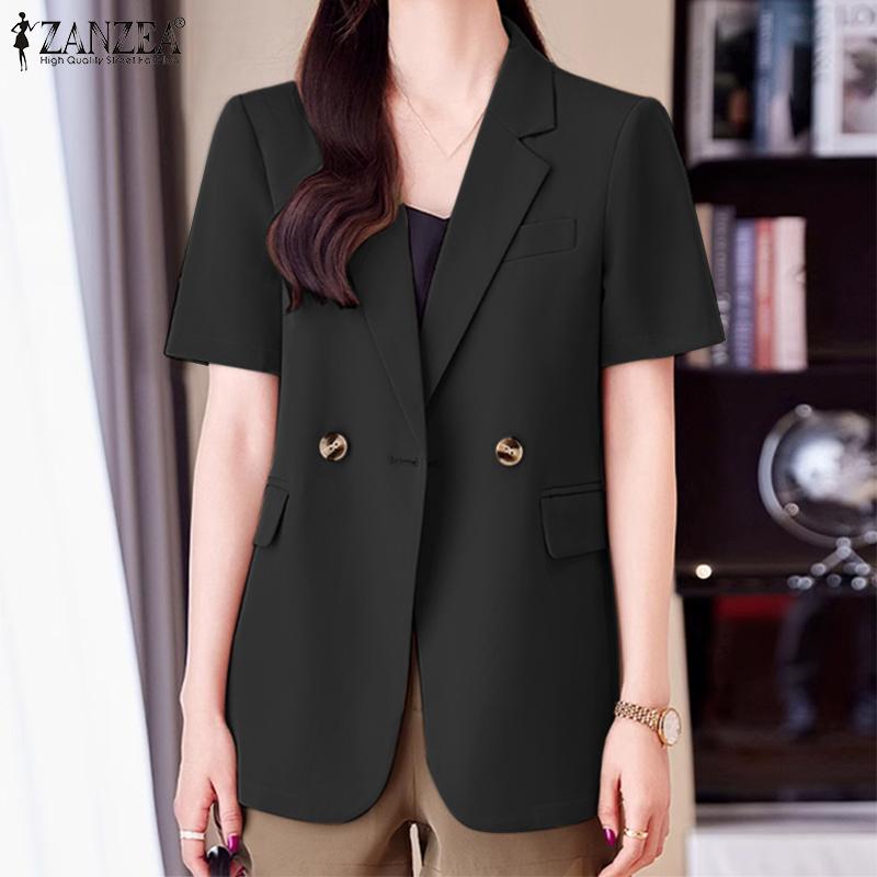 ZANZEA Women Turn Down Collar Short Sleeve Loose Thin Cardigans