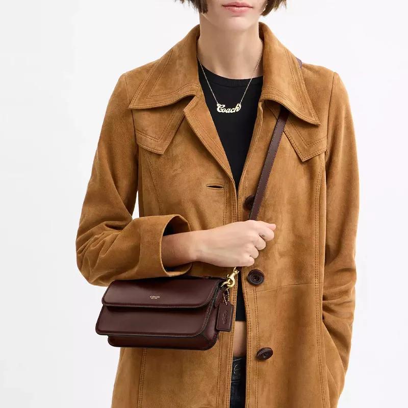 COACH Calfskin Shoulder Bag , Crossbody Bag , Handbag Small Women's Maple (Unisex) Handbags CCY30 B4MPL