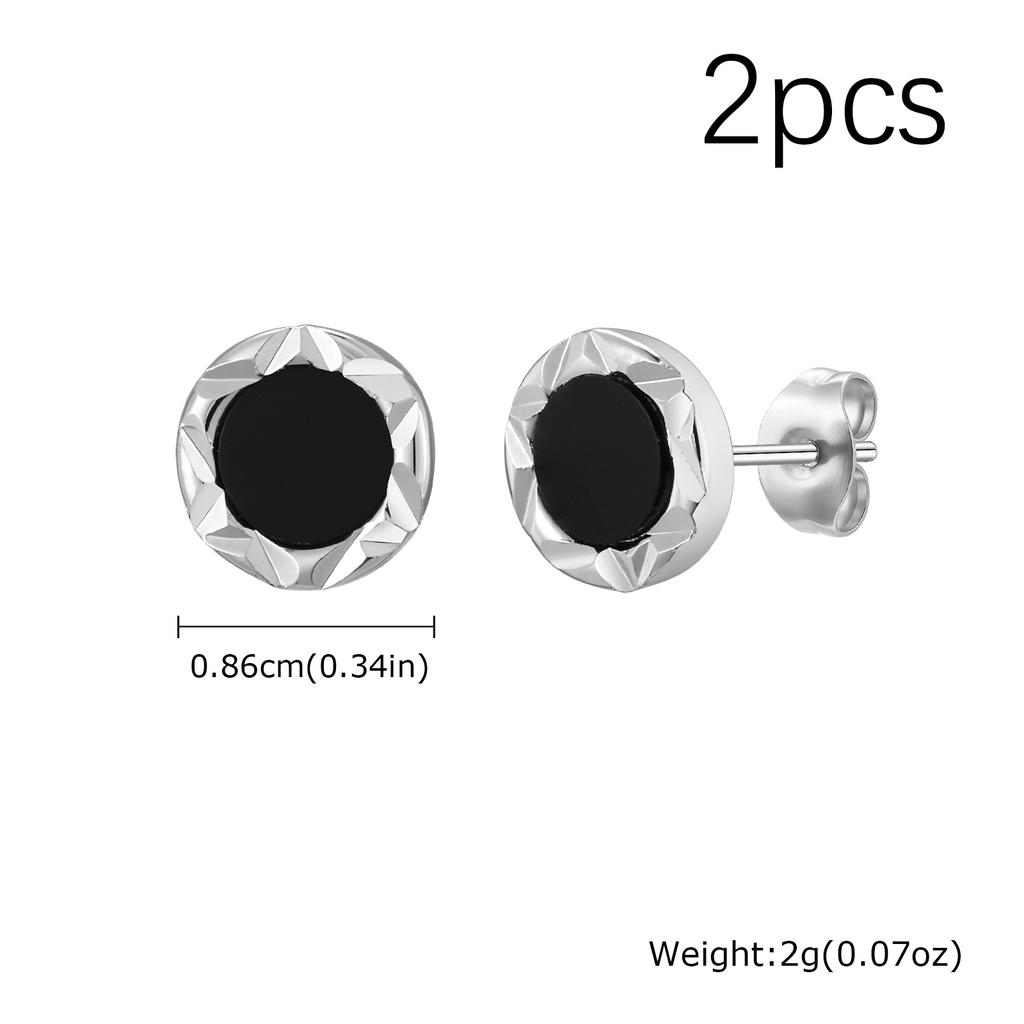 Small Huggies Earrings for Men Boys,Black Round Metal Stud Earrings,Hip Hop Jewerlry Gifts