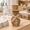 Winter Party Table Decorations Faux Rattan Snowman Figurine, Christmas Rustic Farmhouse Statue with Bow, Indoor Shelf Hand-Woven Wicker Decoration for