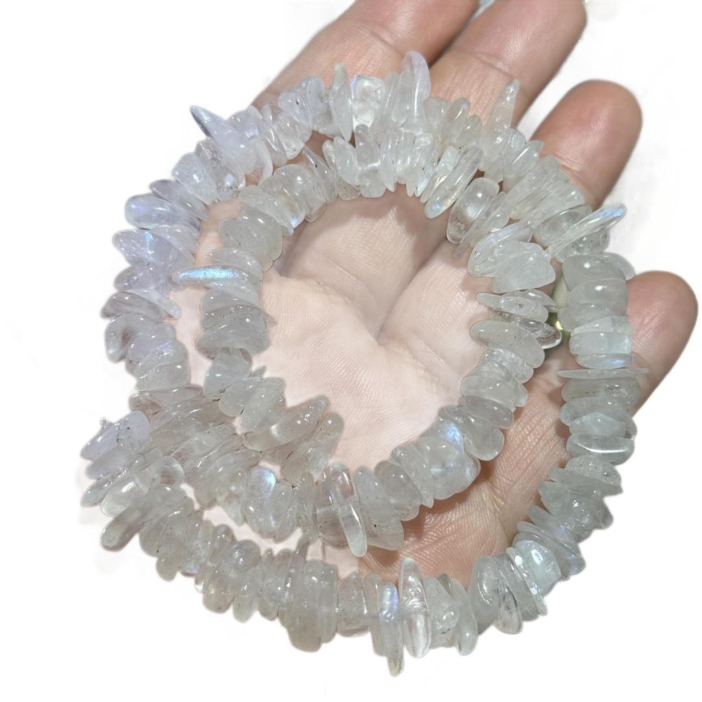 12mm Natural Blue Moonstone Chip Beads, 38cm Strand for DIY Necklace & Bracelet