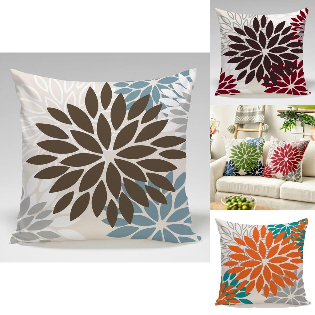 Geometric Color Flower Pillow Cover Polyester Fabric Modern Decor For Living Room