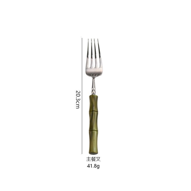 Acrylic bamboo 304 stainless steel tableware set, steak knife, fork, spoon dinnerware set 1pc/5-piece set