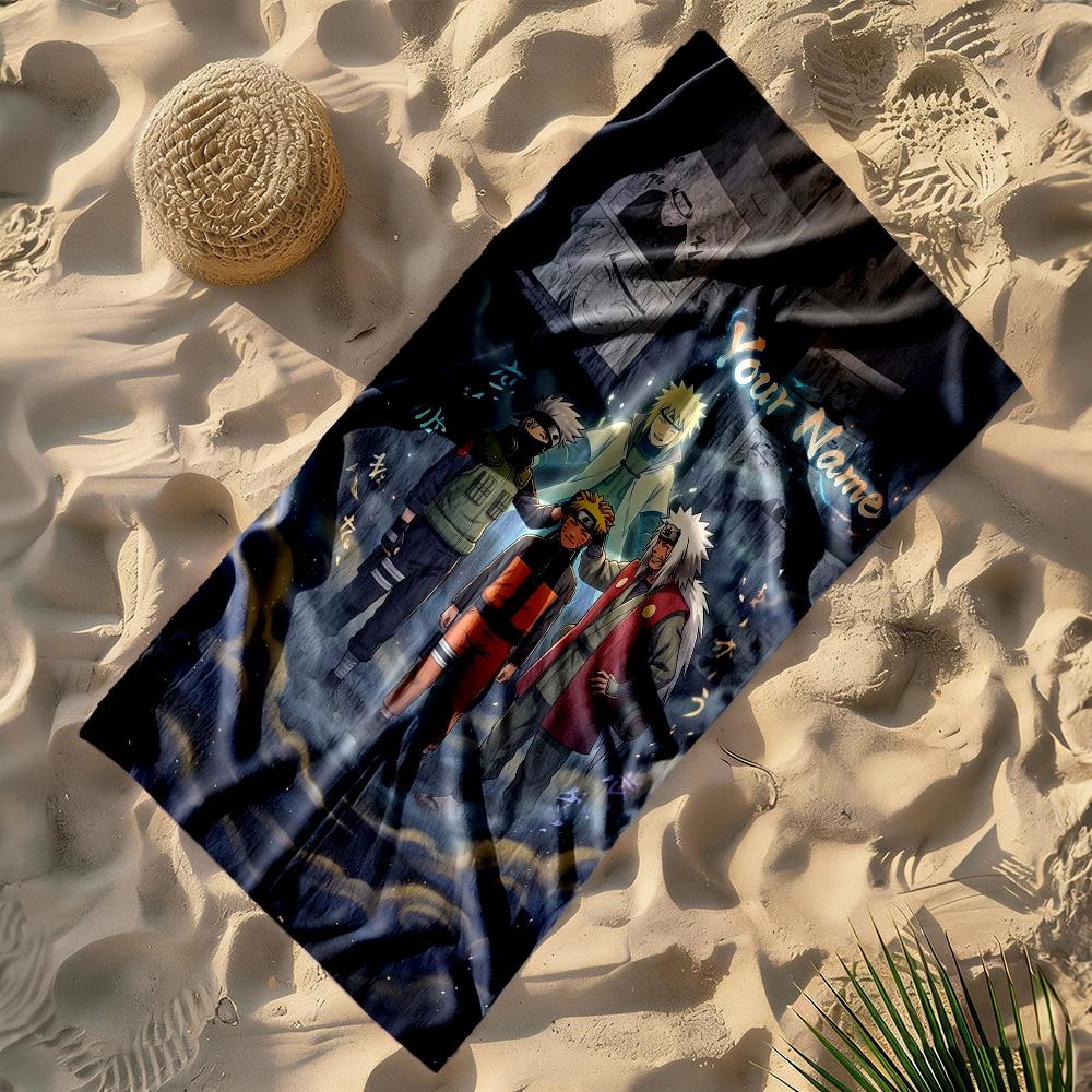 Naruto Character Customize Text Beach Towel Super Soft & Absorbent Suitable for Swimming Gym Camping Yoga Vacation