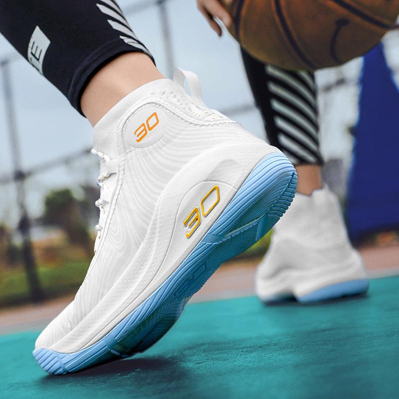 Men's Shoes New Korean Version Trend Youth Junior High School Students Sports Shoes White and Blue Running High-top Basketball One 2025