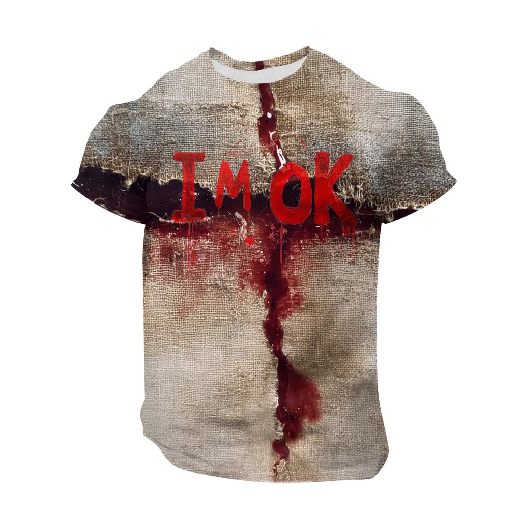 Halloween printed men's round-neck cotton-like short-sleeved top T-shirt