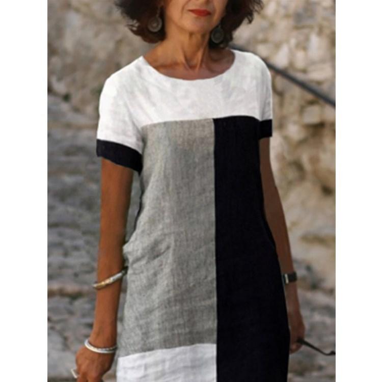 

Женское весеннее трендовое платье GMXIA с принтом в клетку, круглым вырезом и короткими рукавами, подчеркивающее индивидуальность S