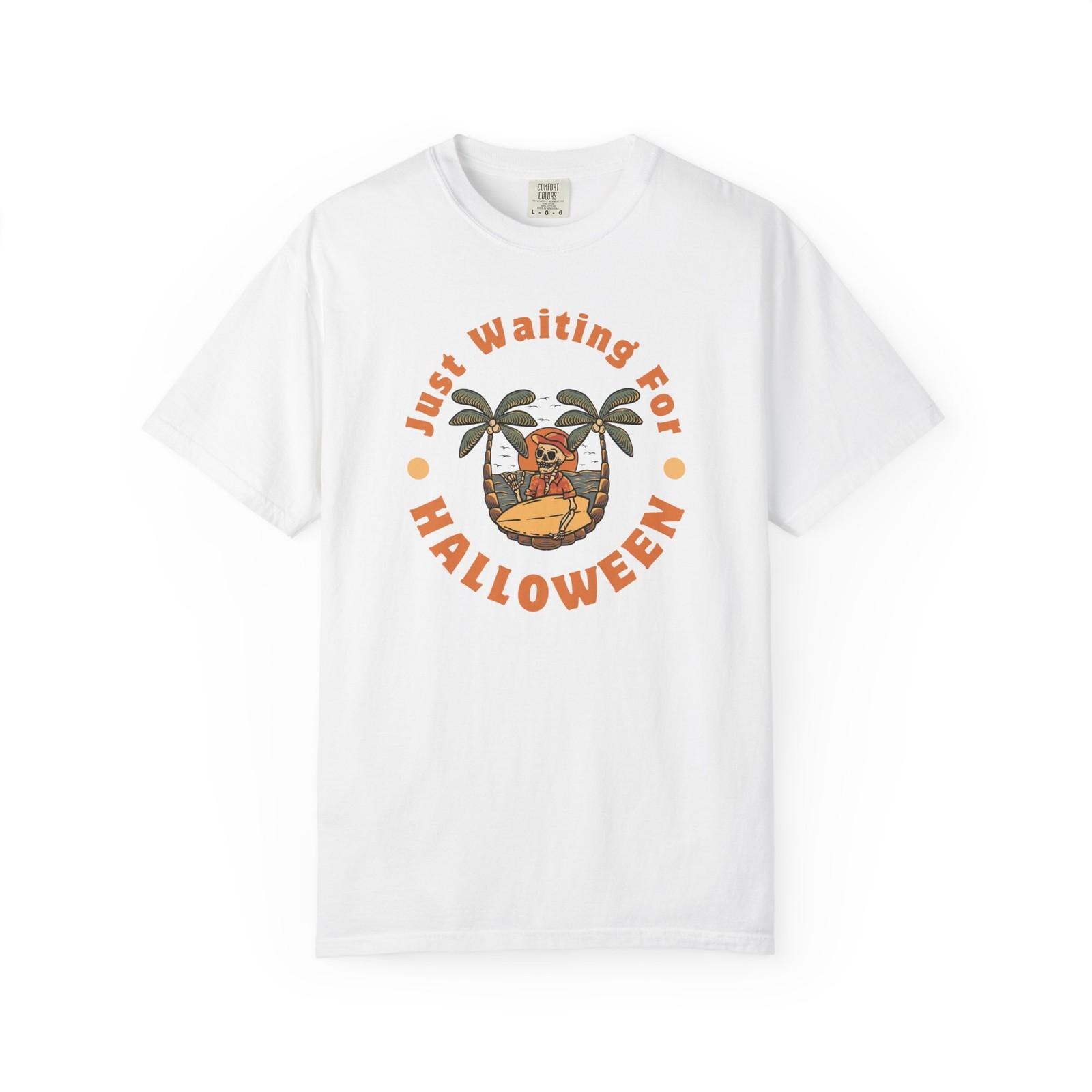 Just Waiting for Halloween T-Shirt Funny Skeleton Spooky Tee Summerween S