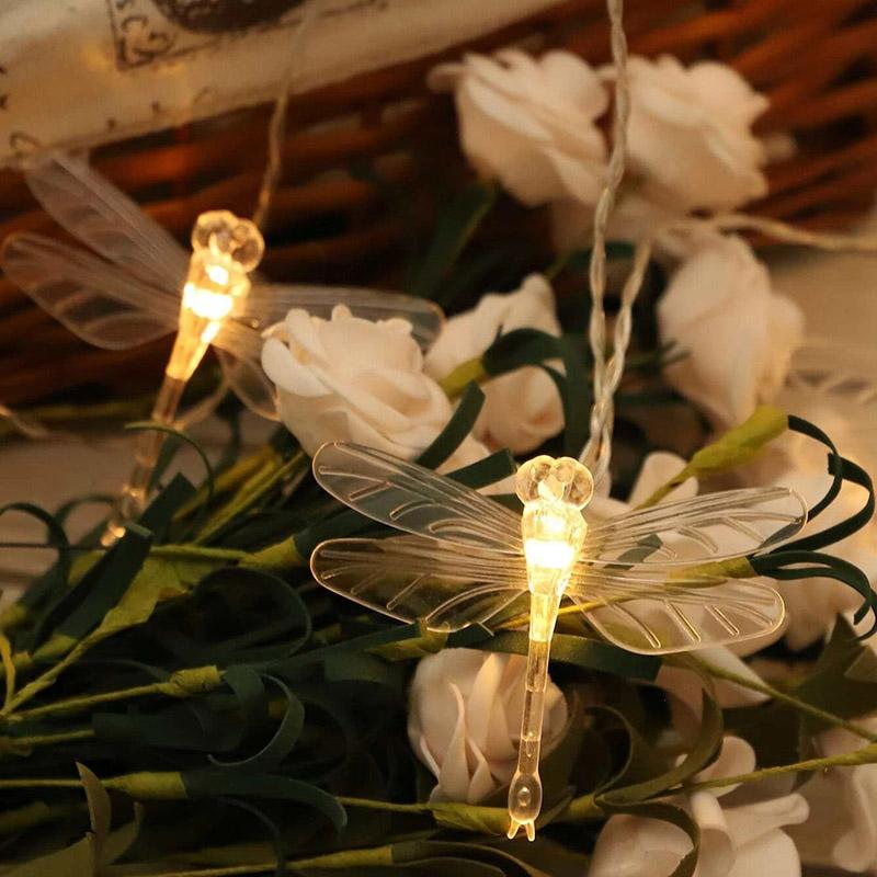 Helle 20 LEDs Libelle/Schmetterling/Löwenzahn Weihnachten LED Lichterkette Lichterfee Pfirsich Innen Außen Garten Baum Dekoration