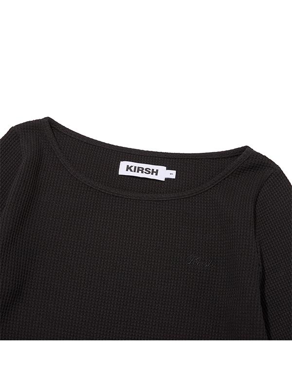 KIRSH Waffle Boat Neck Long Sleeve [Black]