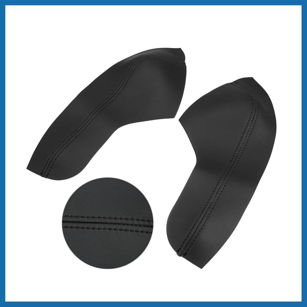 4Pcs/Set Car Door Armrest Protector Cover Microfiber Leather Pad Replacement for Honda Civic 10th Gen 2016 2017 2018 2019 2020 Black with Black Line