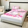 3PC Love Unicorn Powder Bed Sheet 100% Polyester Unicorn Pattern Cute 1 Bed Sheet 2 Pillowcases No Pillow Core Four Seasons