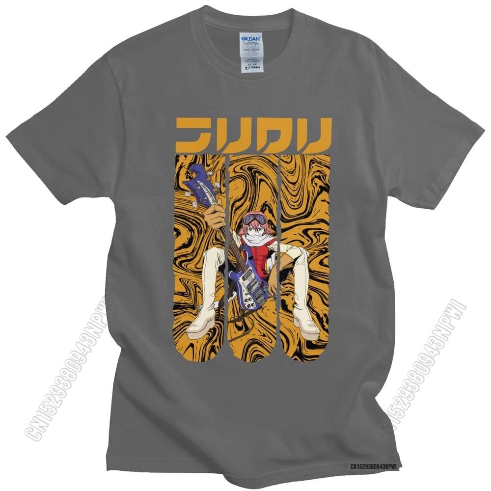 Unique FLCL Fooly Cooly Tshirt Men Fashion Casual Anime Manga Haruko Haruhana T Shirt Loose Fit Pure Cotton Tee Top