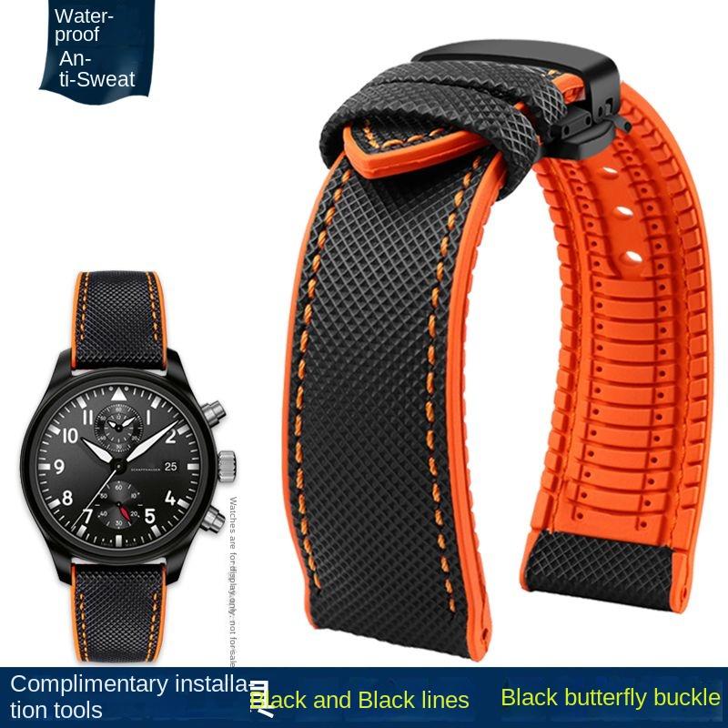 20mm 22mm 23mm 24mm Nylon Rubber Bottom Waterproof Watch Band for Longines IWC Pilot Mark 18 Seiko Omega Series Watchband Strap