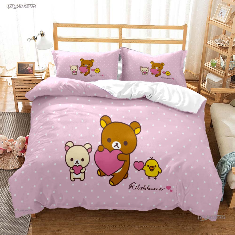 Cute Cartoon M-MAMEGOMA All Season Duvet Cover Kawaii Bedding Set Soft Quilt Cover and Pillowcases Teen Single/Double/Queen/King