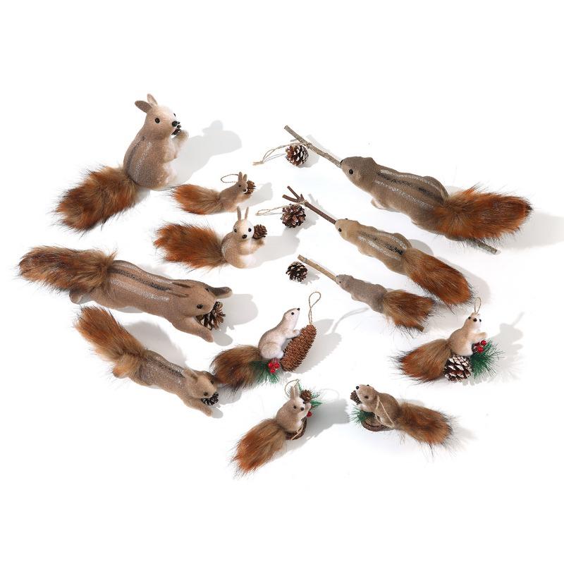 Foam Cartoon Simulation Squirrel Pendants, Christmas Tree Decorations, Scene Arrangement Ornaments, Props