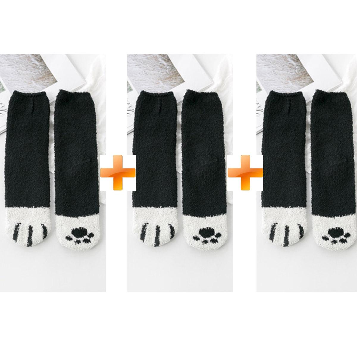 

3 пары/компл. хлопковые носки для женщин, зимние толстые теплые носки с принтом кошачьей лапы, повседневные модные носки One Size