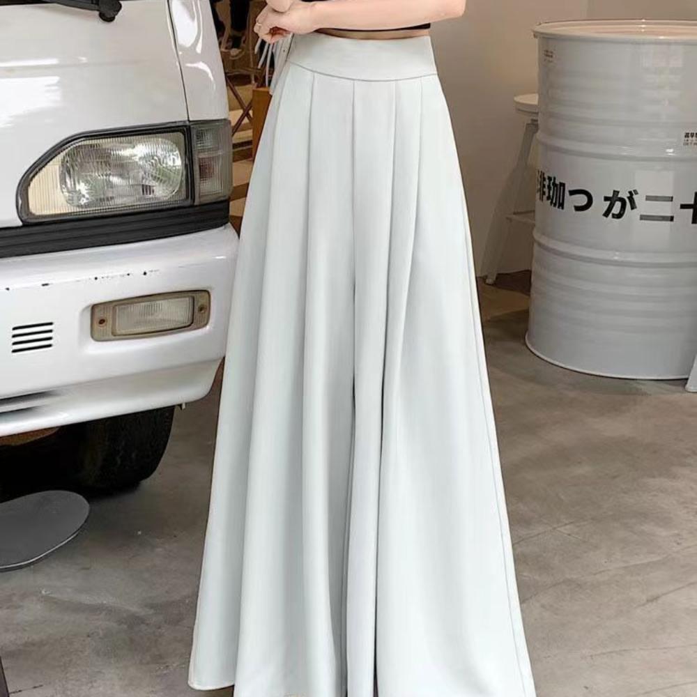 High Waisted Wide Leg Pants Y2K Palazzo Pleated Culottes Leisure Women's Harem Pants  Girl