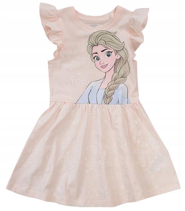 Frozen elsa kraina lodu sukienka letnia bawełna falbanki róż 128 d081k