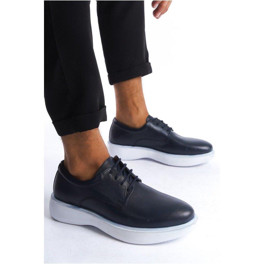 

Men s Genuine Leather Thick Sole Lace-up Casual Stylish Shoes 40 чорний/білий