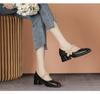 Chunky Heel Women's Mary Jane Shoes - Genuine Leather, Height-Boosting, Soft Low Heel, Perfect for Office Skirts, 3cm