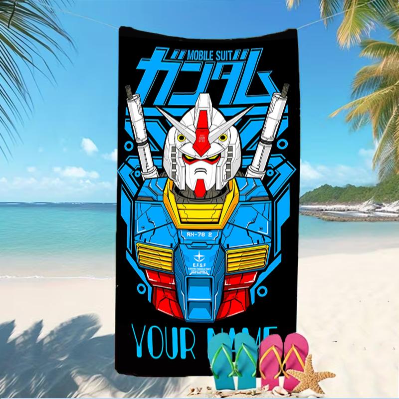 Customizable personalized beach towels Mobile Suit Gundam themed designs.Suitable for the beach, yoga, sports;ideal as beach accessories