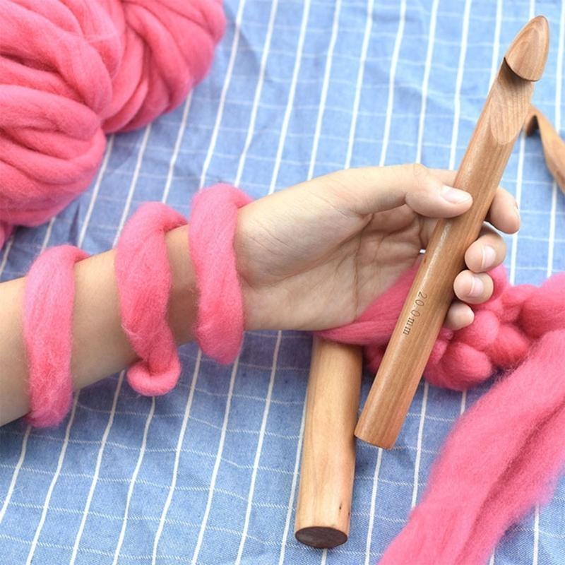 Large Wooden Crochet Needle Set for Super Chunky Yarn or Thick Fabric Strips top sale