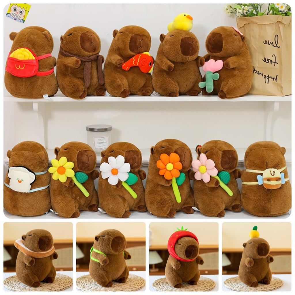 Backpack Cartoon Pibala Plush Toy Hamburger Capybara Doll Children Comfort Doll
