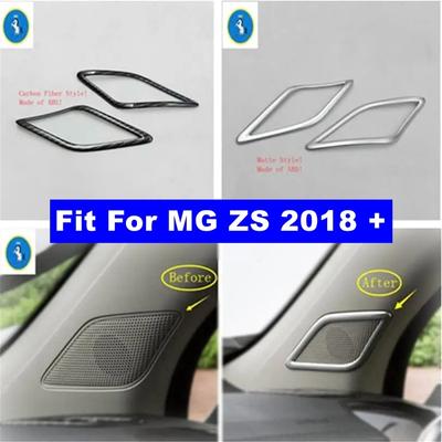 Matte / Carbon Fiber Look Pillar A Stereo Speaker Audio Loudspeaker Sound Frame Cover Trim ABS Interior For MG ZS 2018 -