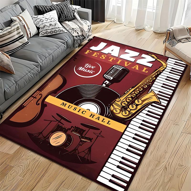 Jazz Festival Music Carpet suitable as a non-slip mat for the living room or bedroom sofa
