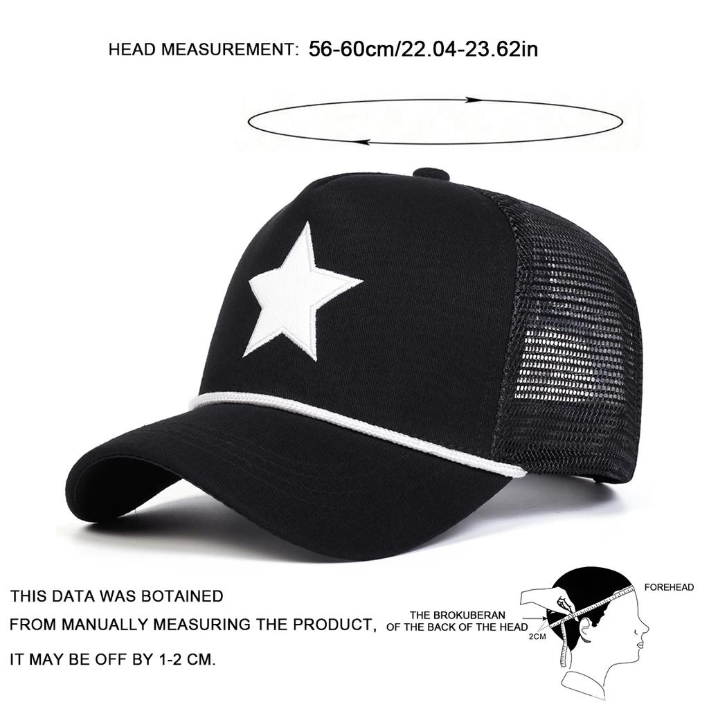 Net Baseball Stitching Embroidered Star Five-Pointed Neutral Gender Women Men For Caps Spring Summer Outdoor Adjustable Casual Hats Sunscreen Hat