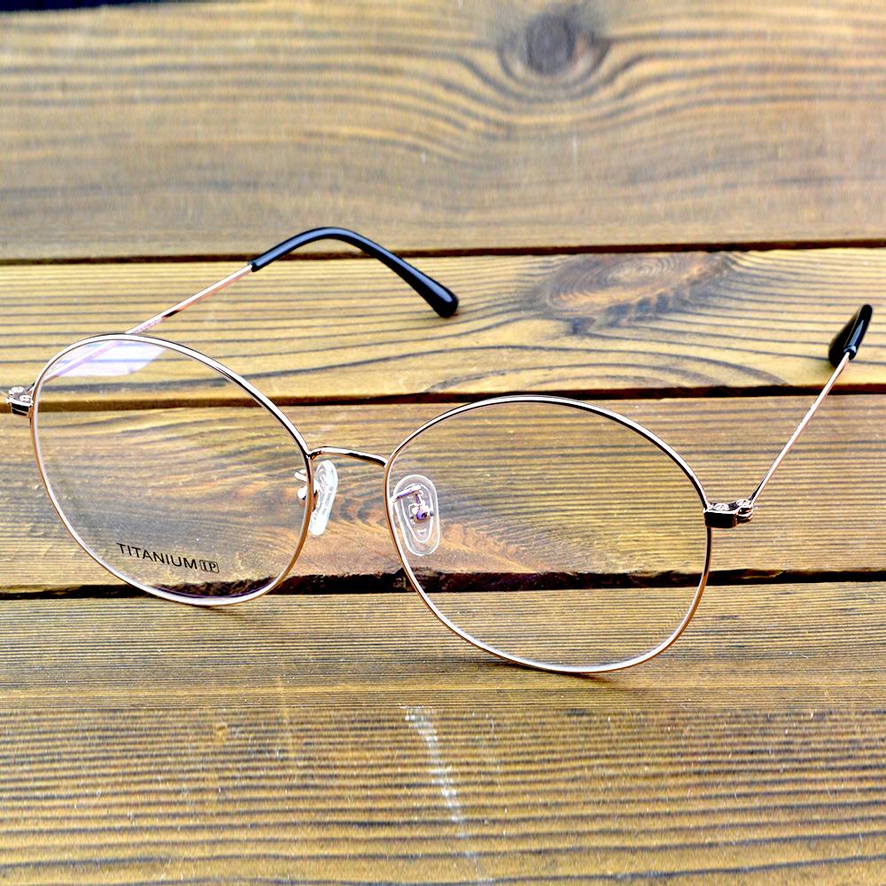 Full-Rim Gold Titanium Oversized Oval Optical Glasses Frame – Lightweight Metal Eyewear for Men and Women