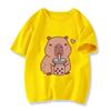 Funny T Shirt Capybara with Turtle Loves Bubble Milk Tea Printed T Shirt Girls/Boys Kawaii Kids Clothes Harajuku Shirt Tops