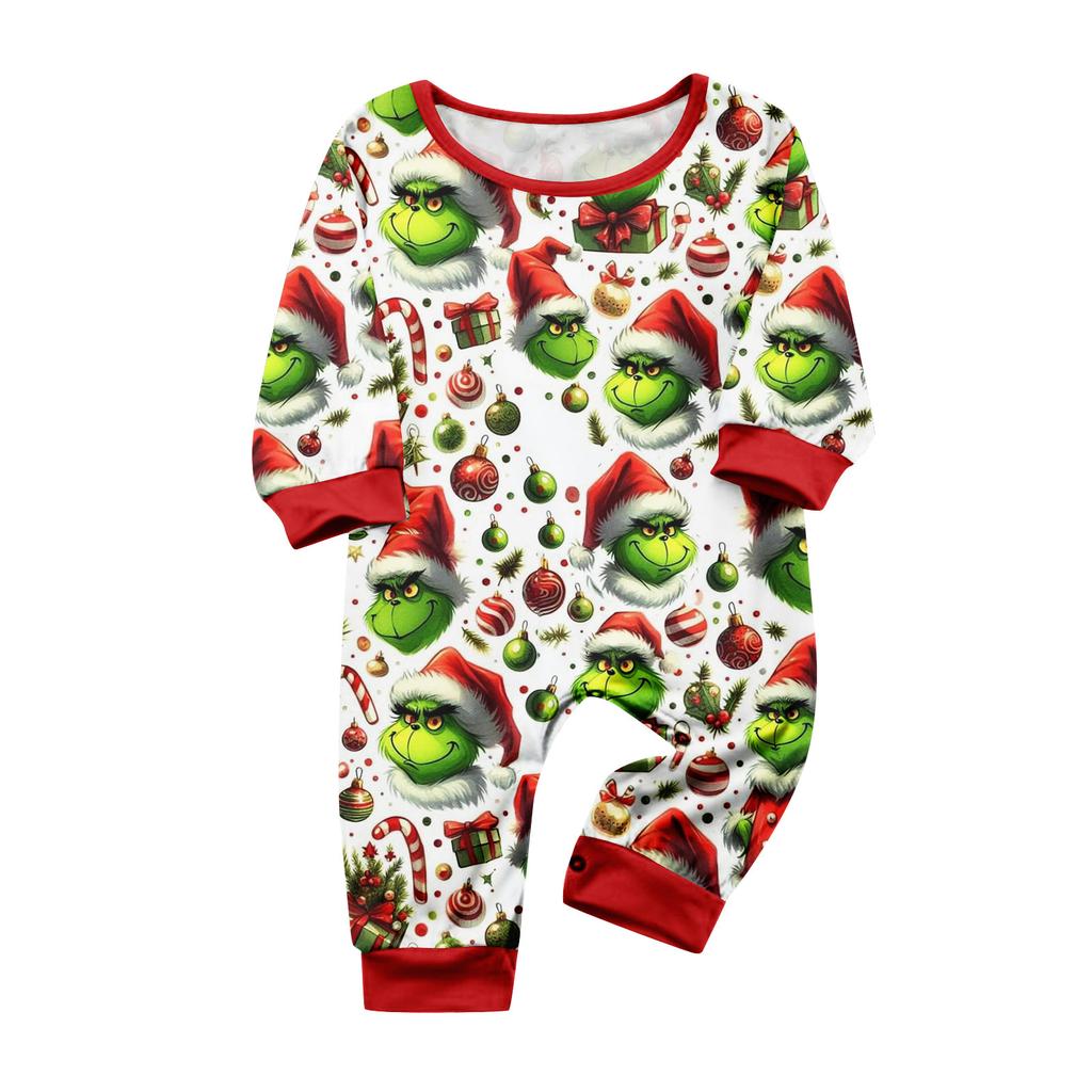 Christmas Print Cute Family Set Pajamas, Home Clothes, Family Set Long Sleeve Top Pants Set