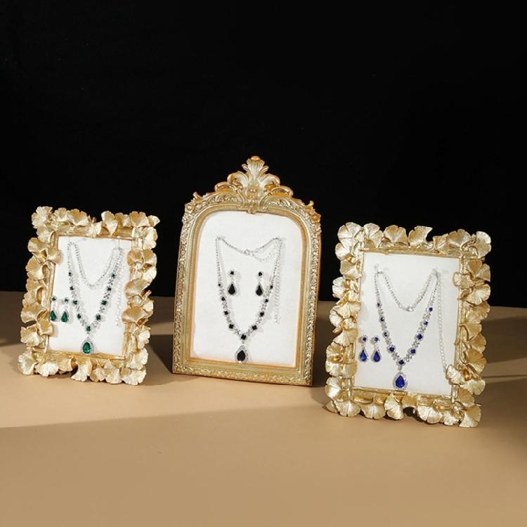 Dekoratives goldenes Harz Ohrring-Präsentationsfach Schmuck-Organizer Fotorahmen für Boutique-Auslagen