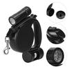 3 In 1 Black Plastic Portable Pet Automatic Retractable Traction Leash Rope with LED Light Garbage Bag for Dogs Cats