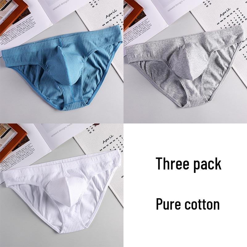 Herren Reine Baumwolle Atmungsaktive Gerippte Slips - Jugend U-Beule Sexy High-End Shorts