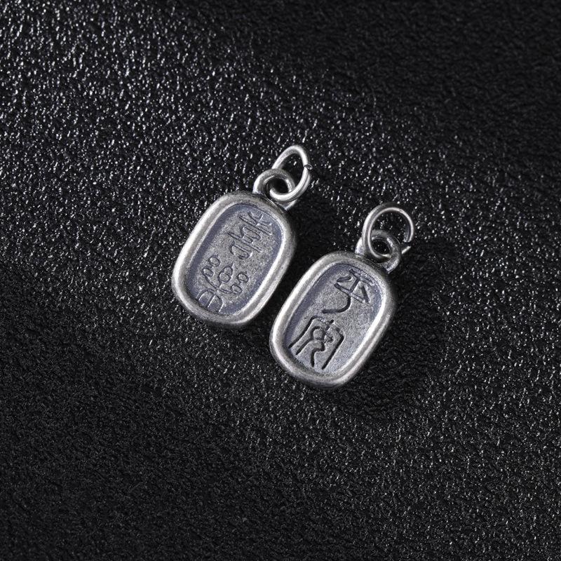 Color-Preserving Distressed Silver Persimmon Lucky Cat Pendant DIY Handmade Bracelet with Tibetan Silver Accessories