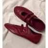 Small Red Shoes Inner Height Increase Retro Red French Mary Jane Shoes Women's 2025 New Velcro Ballet Shoes