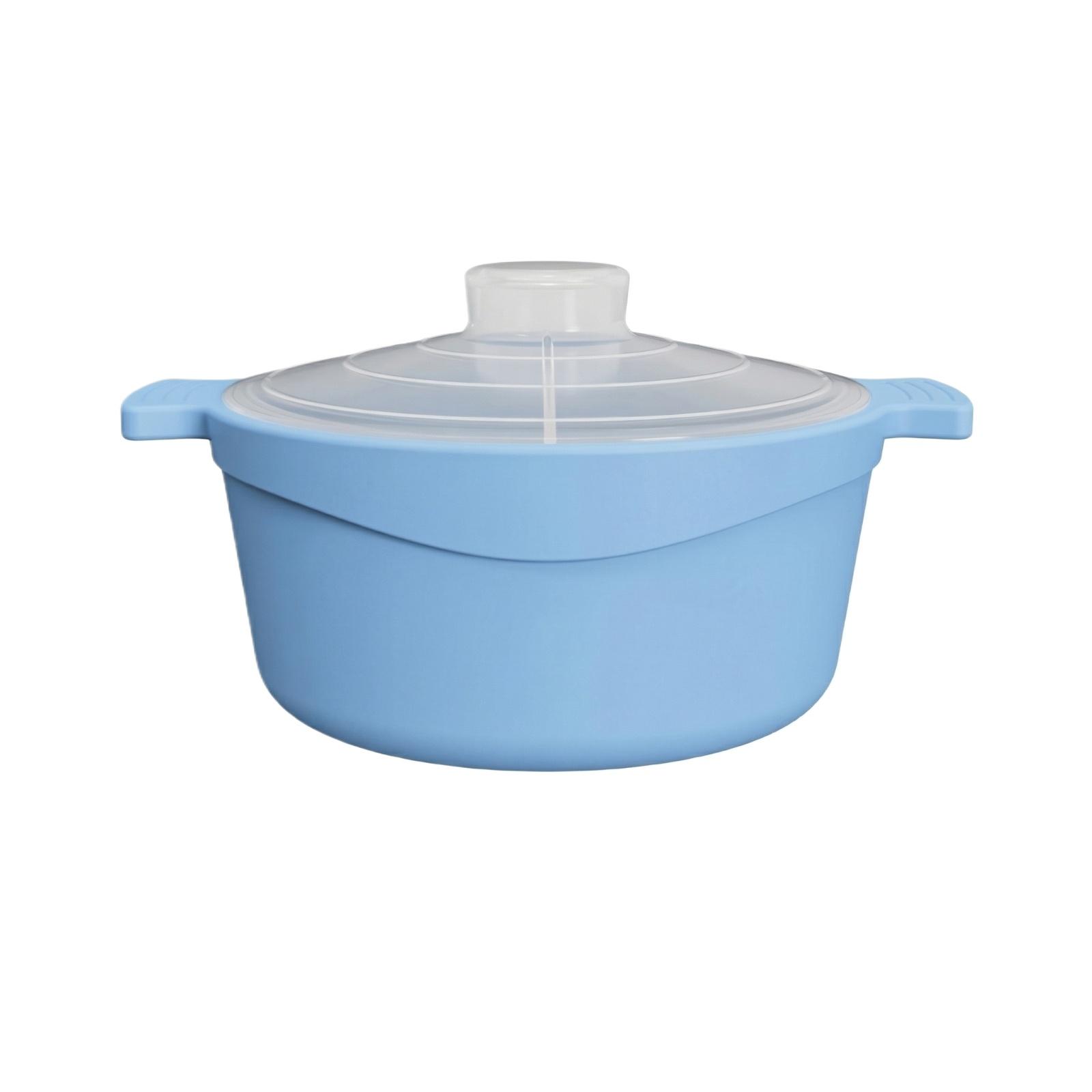Korean Multifunctional Silicone Pot with Lid, Microwave Steamer, Household Soup Pot Steamer синий